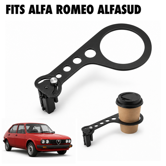Rinashi Alfa Romeo Alfasud no-drill seat-rail cup holder with Alfa Romeo Alfasud vehicle