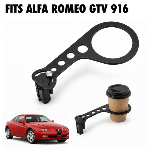 Rinashi Alfa Romeo GTV 916 no-drill seat-rail cup holder with Alfa Romeo GTV 916 vehicle