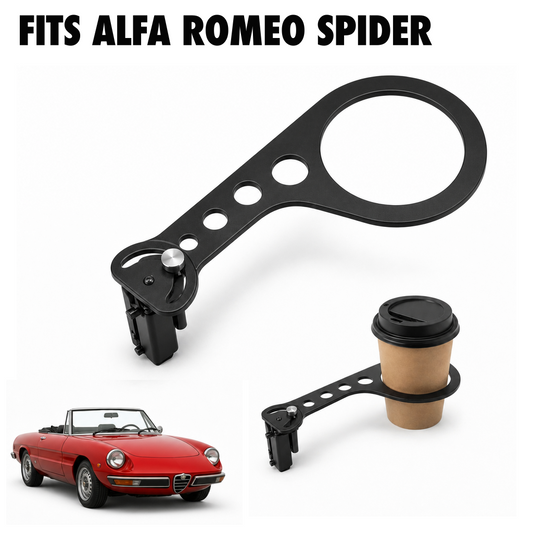 Rinashi Alfa Romeo Spider no-drill seat-rail cup holder with Alfa Romeo Spider vehicle