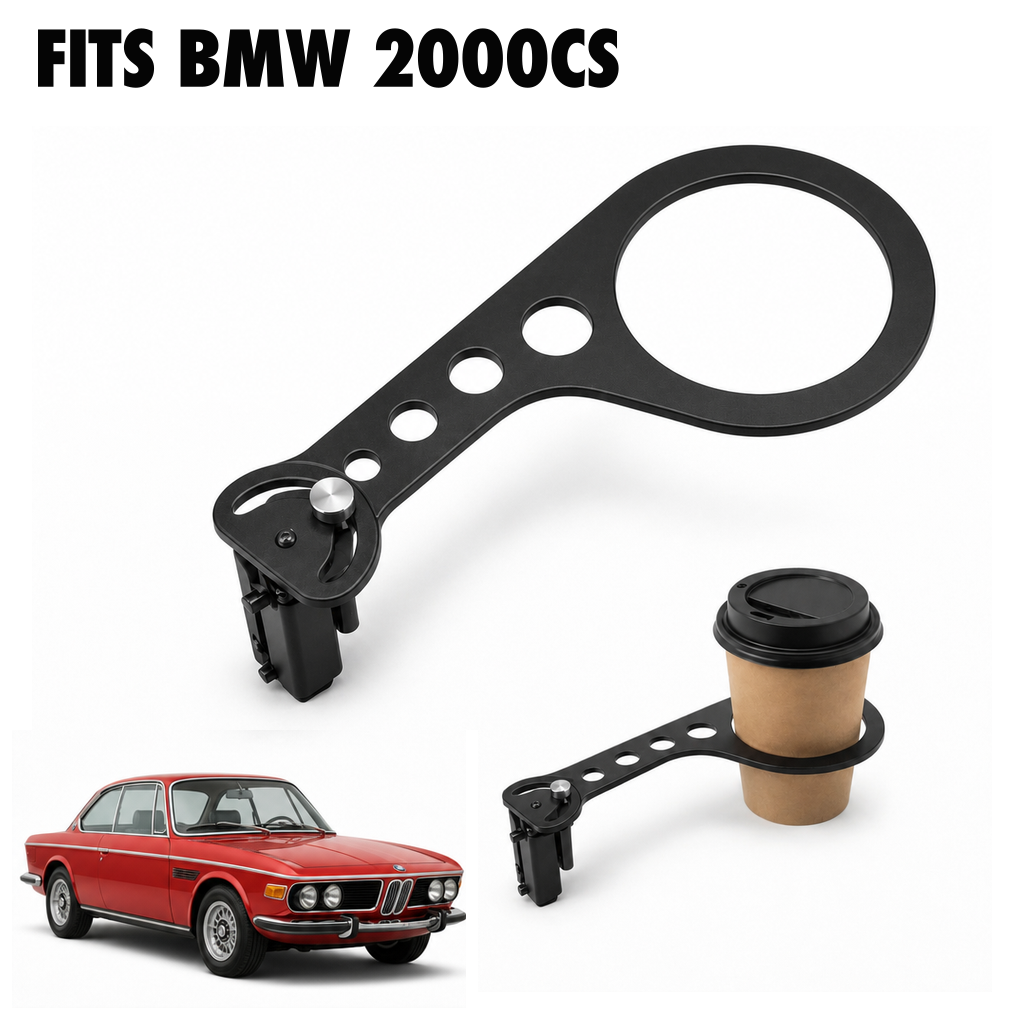 Rinashi BMW 2000CS no-drill seat-rail cup holder with BMW 2000CS vehicle