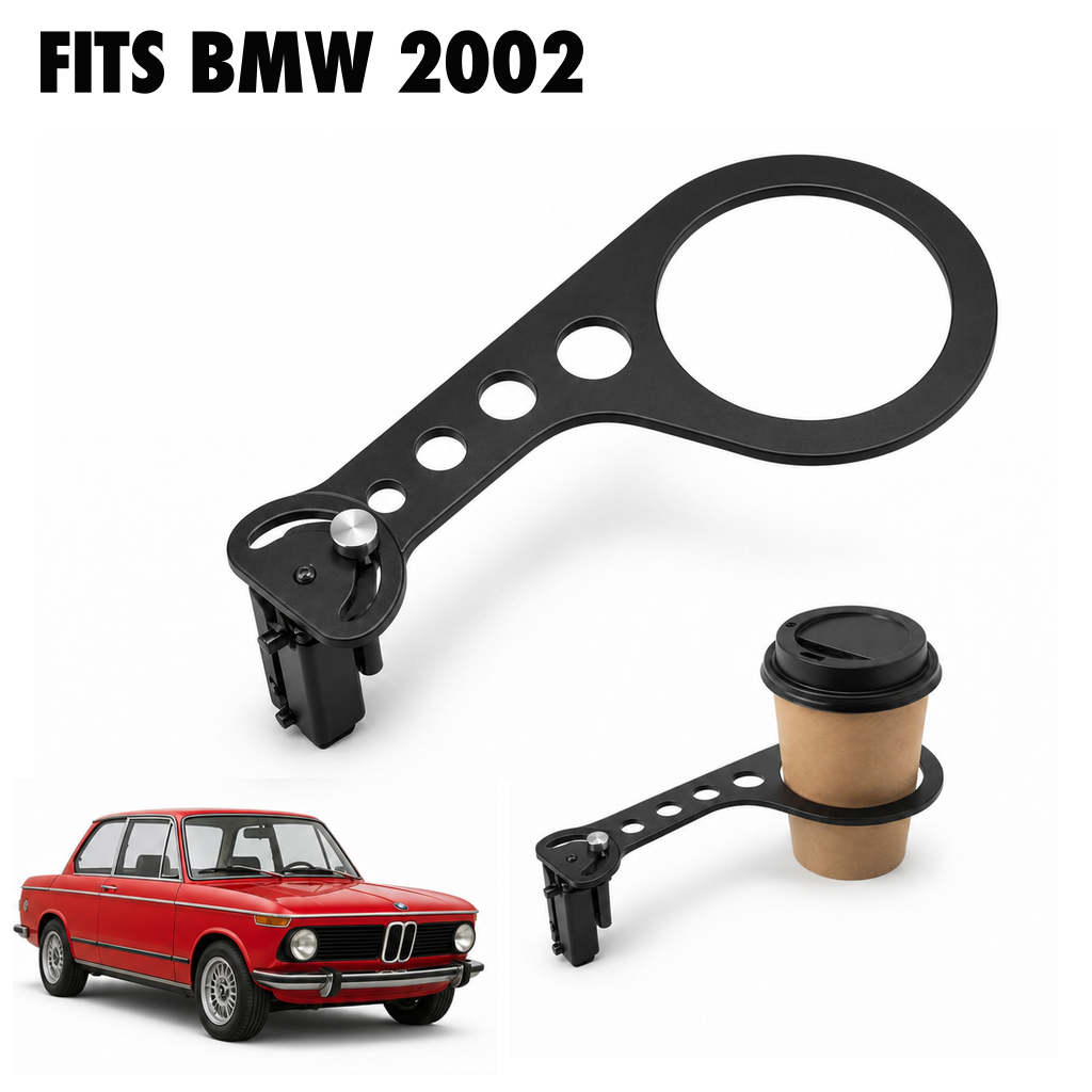 Rinashi BMW 2002 no-drill seat-rail cup holder with BMW 2002 vehicle