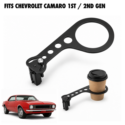 Rinashi Chevrolet Camaro 1st / 2nd Gen no-drill seat-rail cup holder with Chevrolet Camaro 1st / 2nd Gen vehicle
