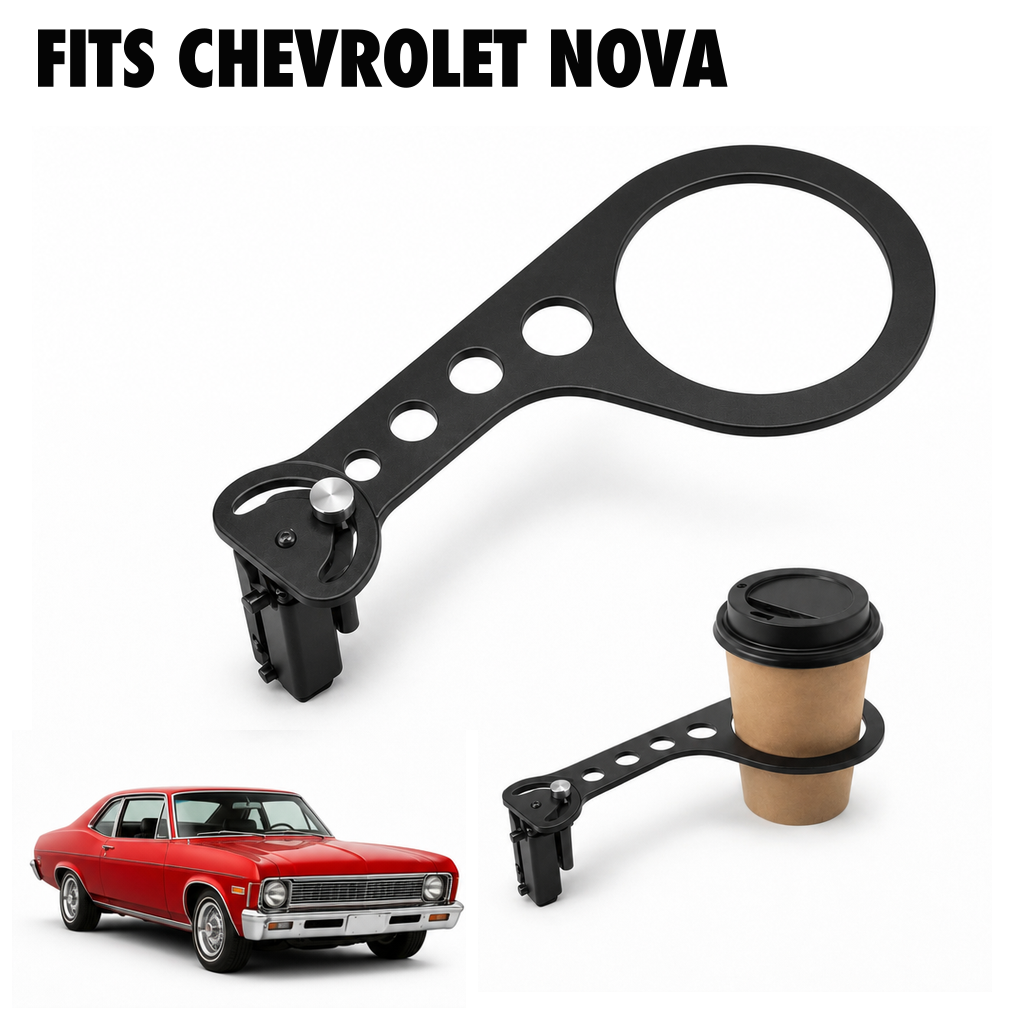 Rinashi Chevrolet Nova no-drill seat-rail cup holder with Chevrolet Nova vehicle