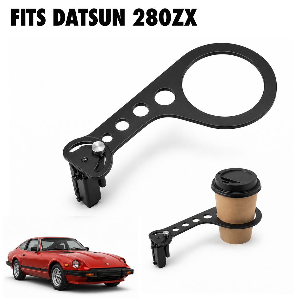 Rinashi Datsun 280ZX no-drill seat-rail cup holder with Datsun 280ZX vehicle
