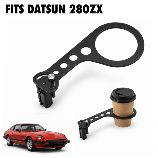 Rinashi Datsun 280ZX no-drill seat-rail cup holder with Datsun 280ZX vehicle