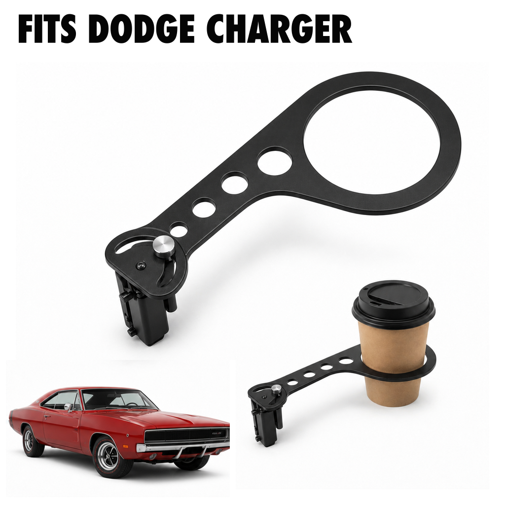 Rinashi Dodge Charger no-drill seat-rail cup holder with Dodge Charger vehicle