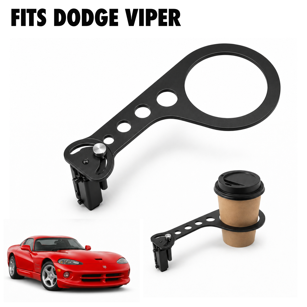 Rinashi Dodge Viper no-drill seat-rail cup holder with Dodge Viper vehicle