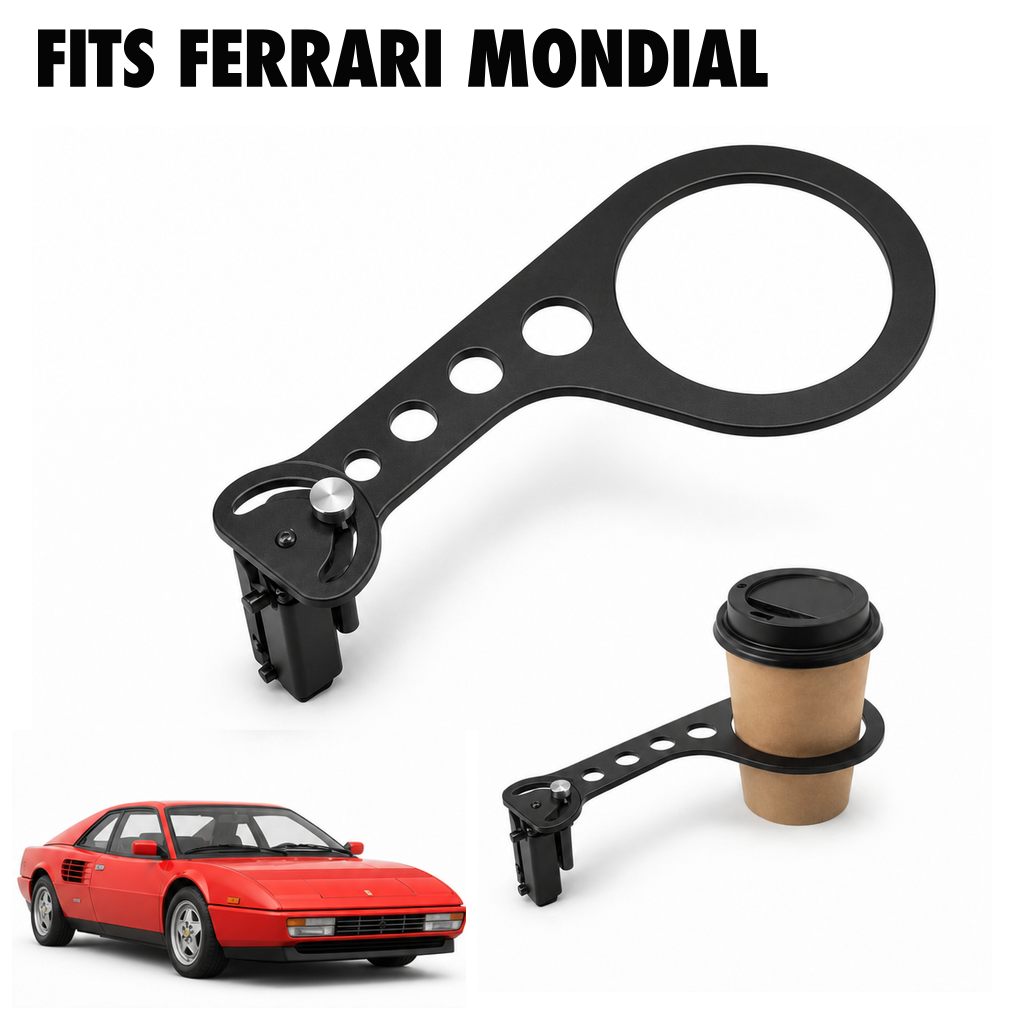 Rinashi Ferrari Mondial no-drill seat-rail cup holder with Ferrari Mondial vehicle