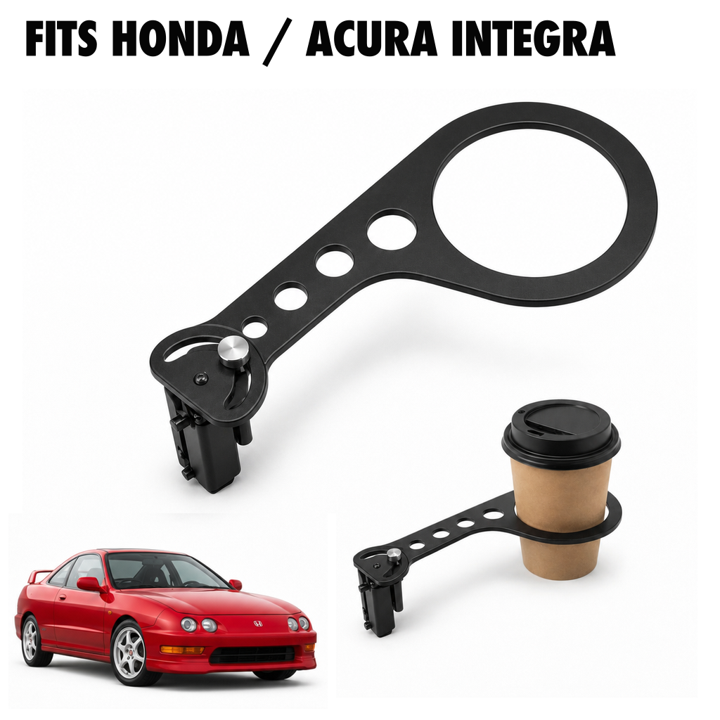 Rinashi Honda / Acura Integra no-drill seat-rail cup holder with Honda / Acura Integra vehicle
