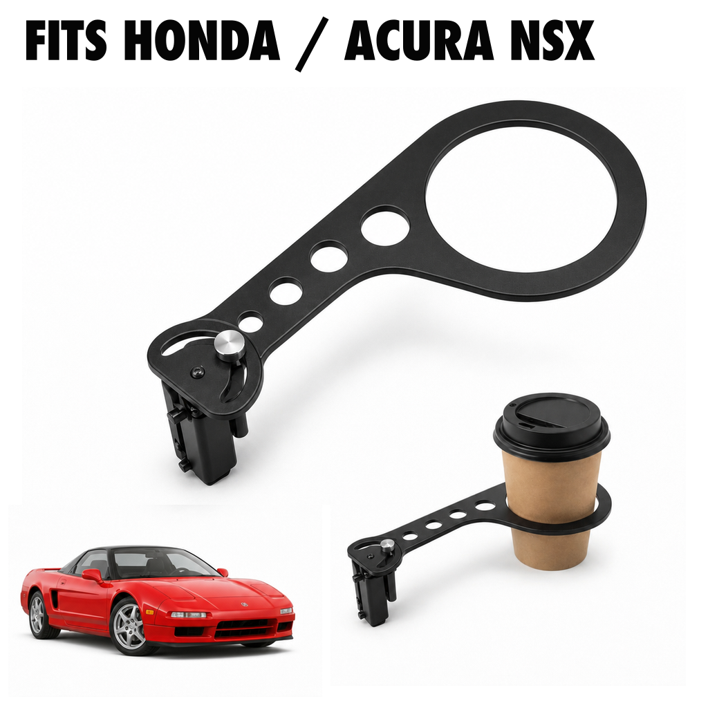 Rinashi Honda / Acura NSX no-drill seat-rail cup holder with Honda / Acura NSX vehicle