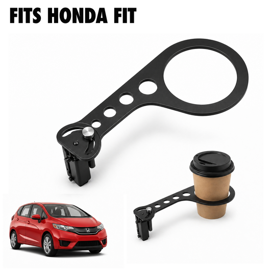 Rinashi Honda Fit no-drill seat-rail cup holder with Honda Fit vehicle
