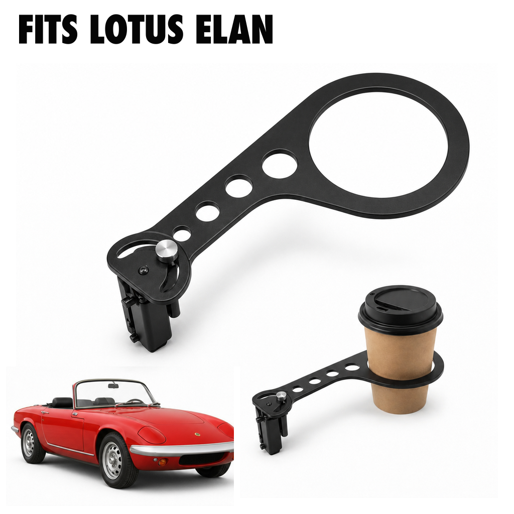 Rinashi Lotus Elan no-drill seat-rail cup holder with Lotus Elan vehicle