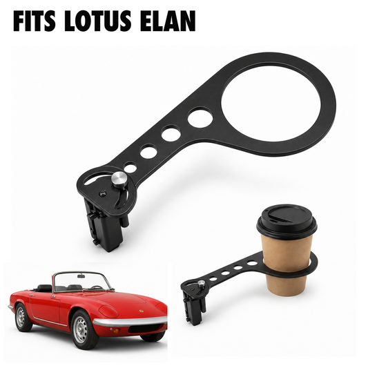 Rinashi Lotus Elan no-drill seat-rail cup holder with Lotus Elan vehicle