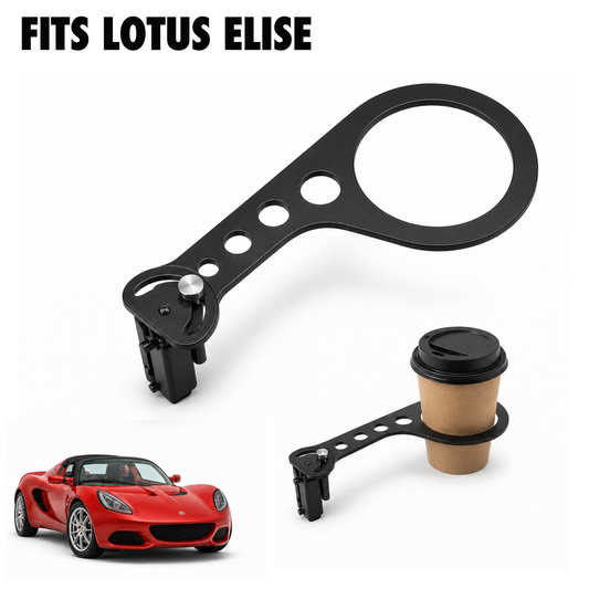 Rinashi Lotus Elise no-drill seat-rail cup holder with Lotus Elise vehicle