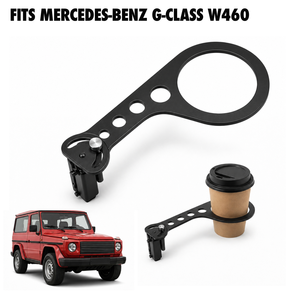 Rinashi Mercedes-Benz G-Class W460 no-drill seat-rail cup holder with Mercedes-Benz G-Class W460 vehicle