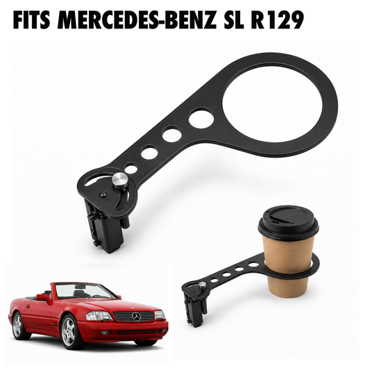 Rinashi Mercedes-Benz SL R129 no-drill seat-rail cup holder with Mercedes-Benz SL R129 vehicle
