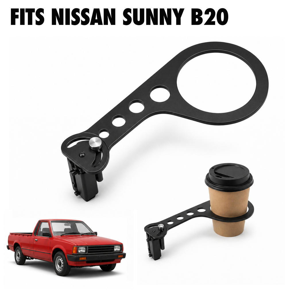 Rinashi Nissan Sunny B20 no-drill seat-rail cup holder with Nissan Sunny B20 vehicle