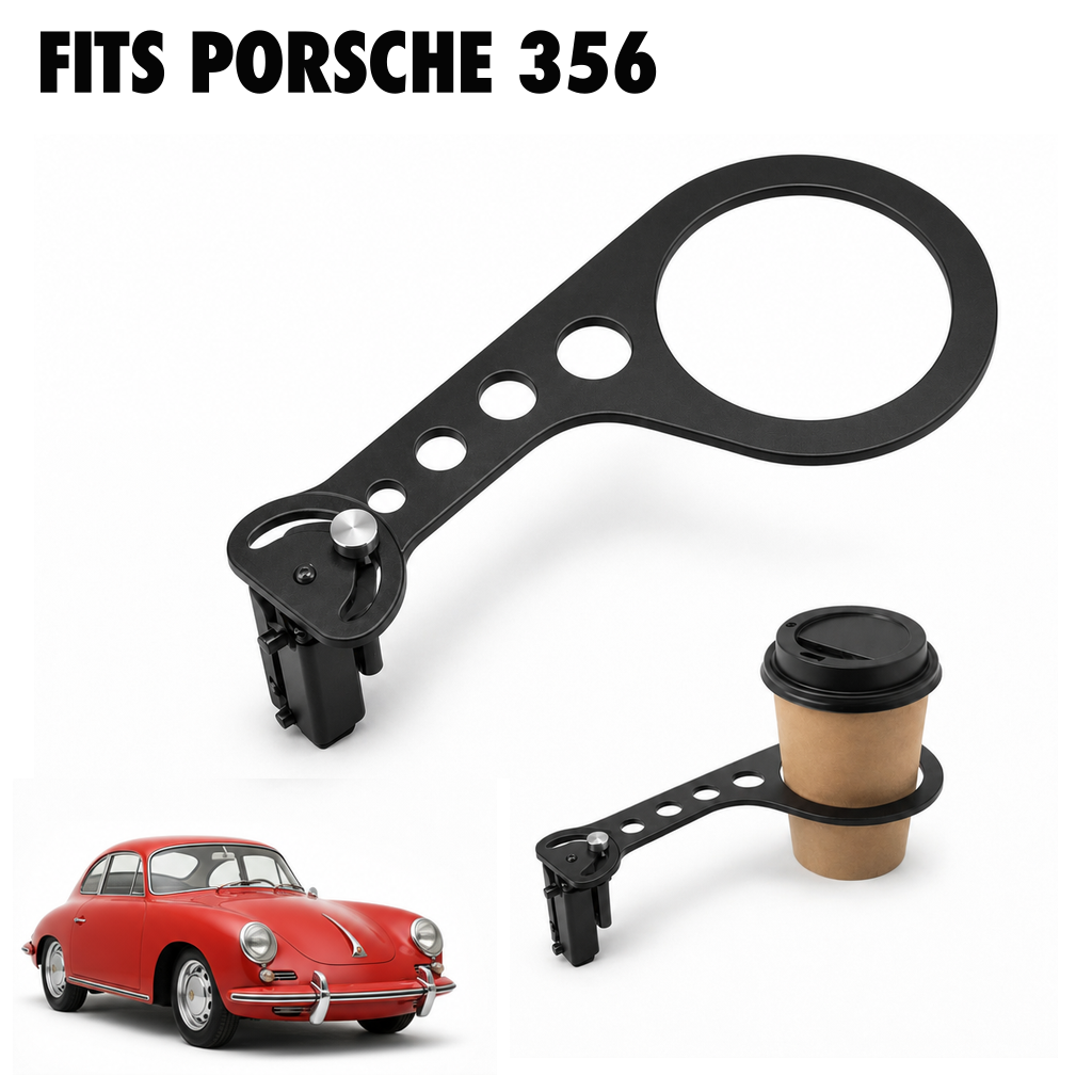 Rinashi Porsche 356 no-drill seat-rail cup holder with Porsche 356 vehicle