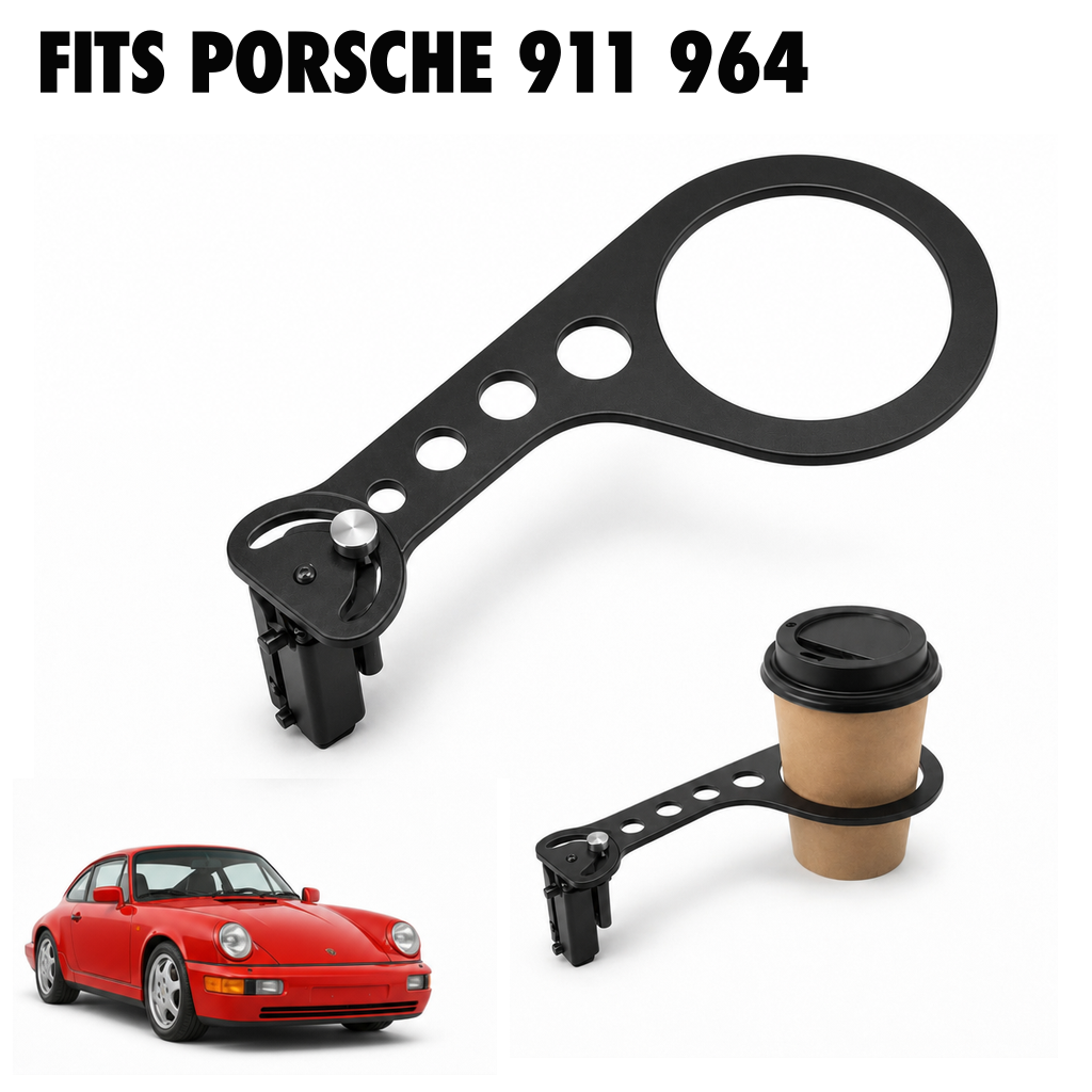 Rinashi Porsche 911 964 no-drill seat-rail cup holder with Porsche 911 964 vehicle