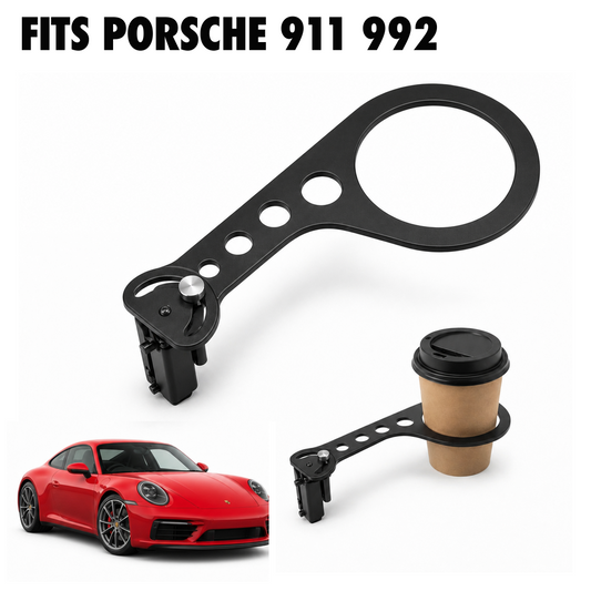 Rinashi Porsche 911 992 no-drill seat-rail cup holder with Porsche 911 992 vehicle