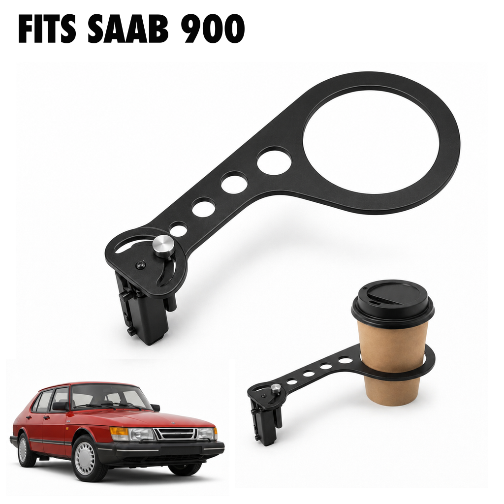 Rinashi Saab 900 no-drill seat-rail cup holder with Saab 900 vehicle