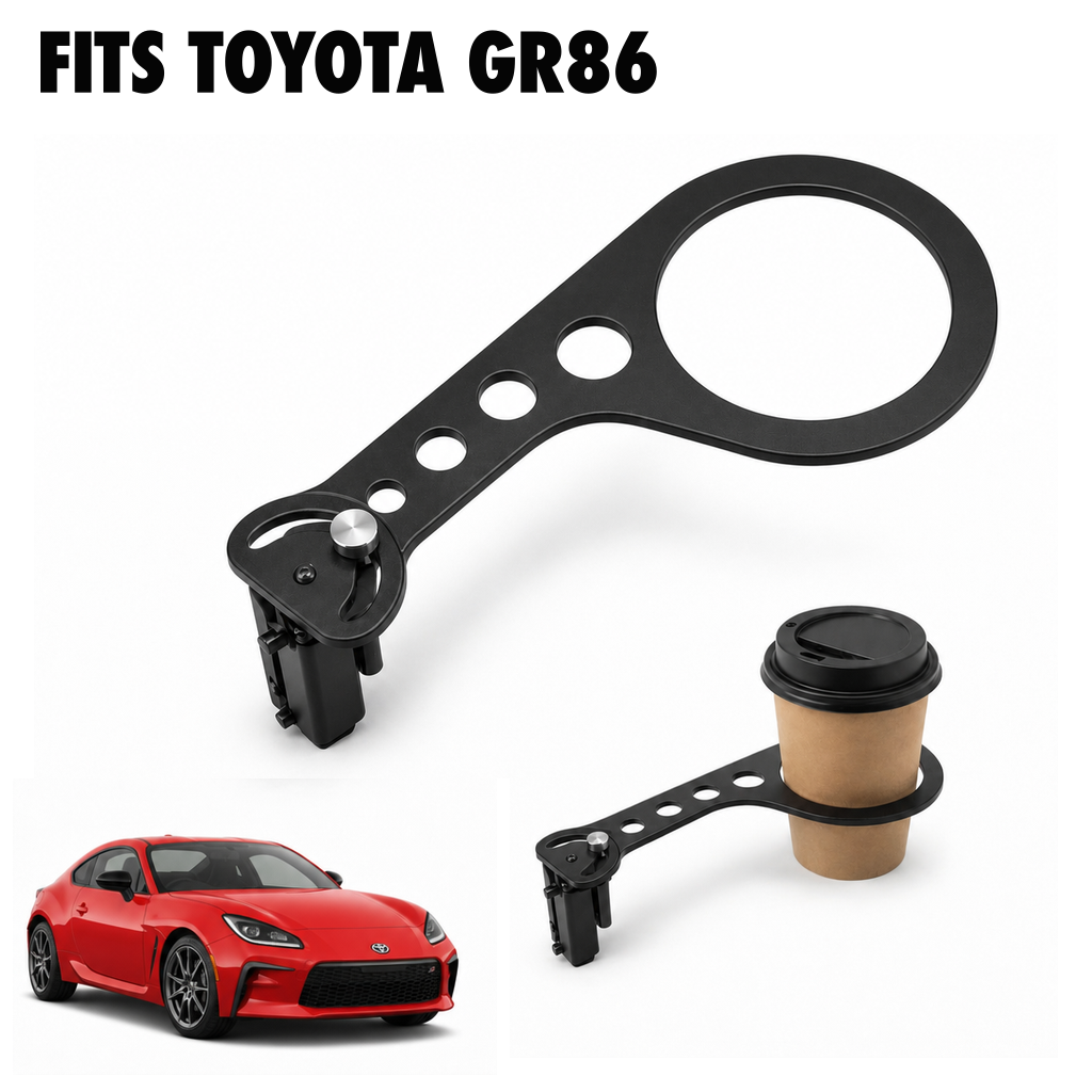 Rinashi Toyota GR86 no-drill seat-rail cup holder with Toyota GR86 vehicle