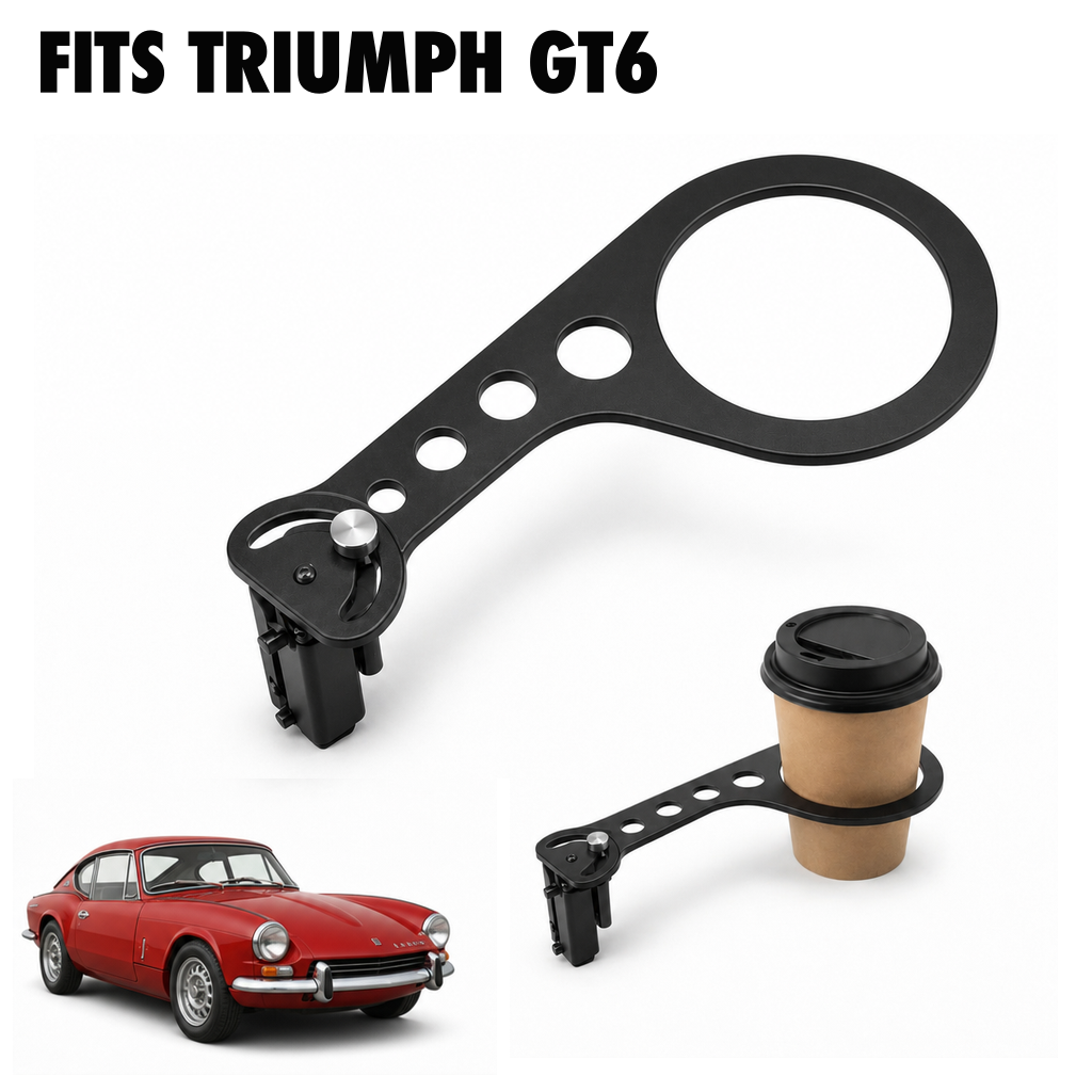 Rinashi Triumph GT6 no-drill seat-rail cup holder with Triumph GT6 vehicle