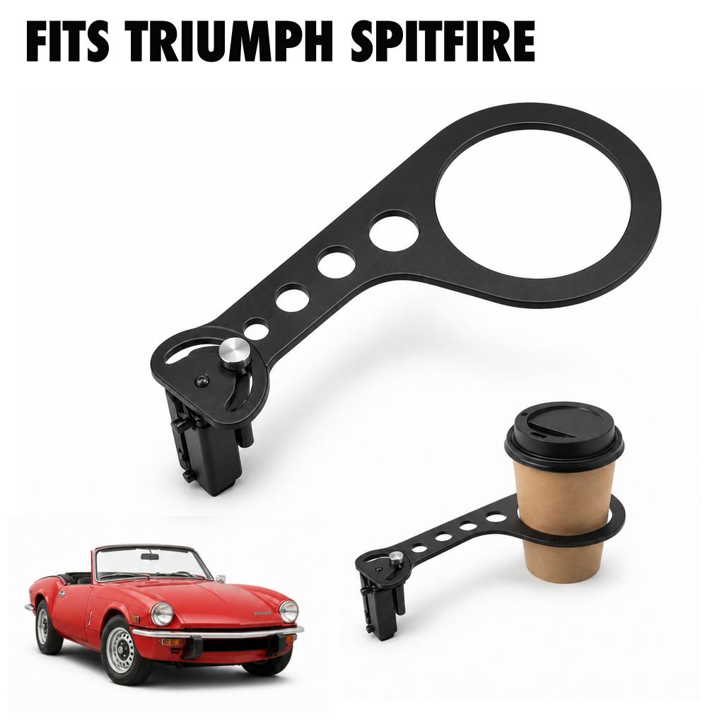 Rinashi Triumph Spitfire no-drill seat-rail cup holder with Triumph Spitfire vehicle