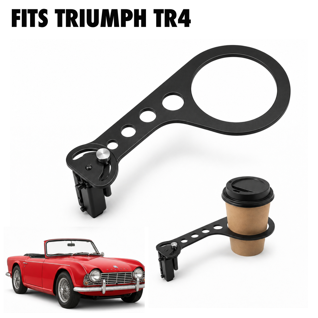 Rinashi Triumph TR4 no-drill seat-rail cup holder with Triumph TR4 vehicle