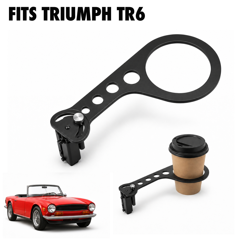 Rinashi Triumph TR6 no-drill seat-rail cup holder with Triumph TR6 vehicle