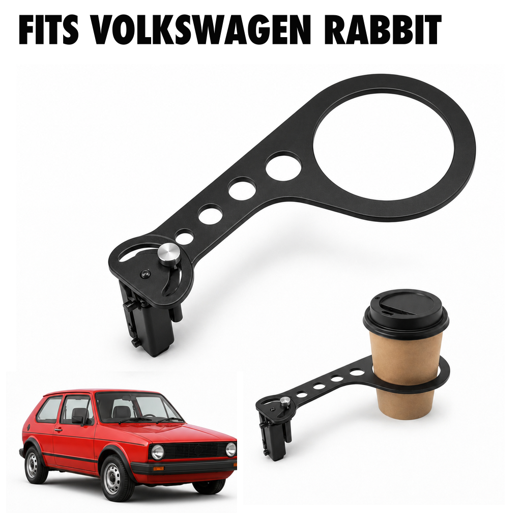 Rinashi Volkswagen Rabbit no-drill seat-rail cup holder with Volkswagen Rabbit vehicle
