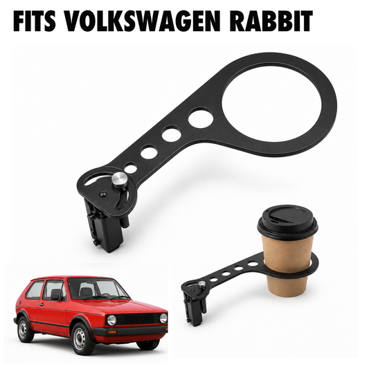 Rinashi Volkswagen Rabbit no-drill seat-rail cup holder with Volkswagen Rabbit vehicle